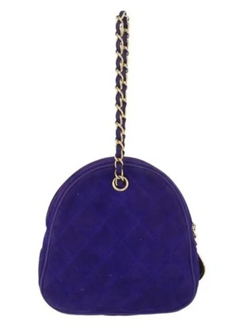 CHANEL Matelasse Chain Hand Bag Suede Purple Gold CC Auth YKZ821A